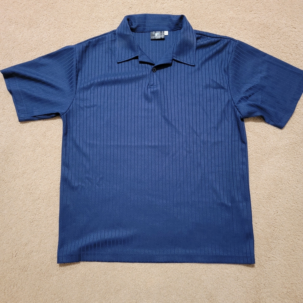 Positano Men's Blue Ribbed Polo Shirt/XL